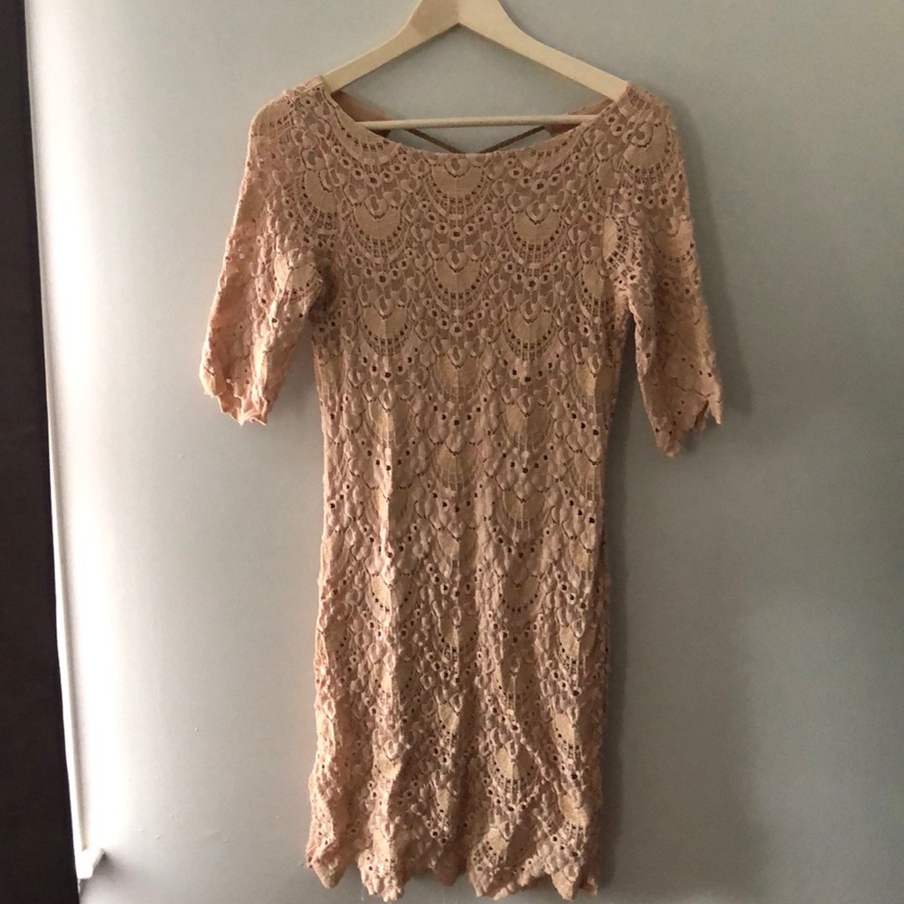 Nude backless tight dress